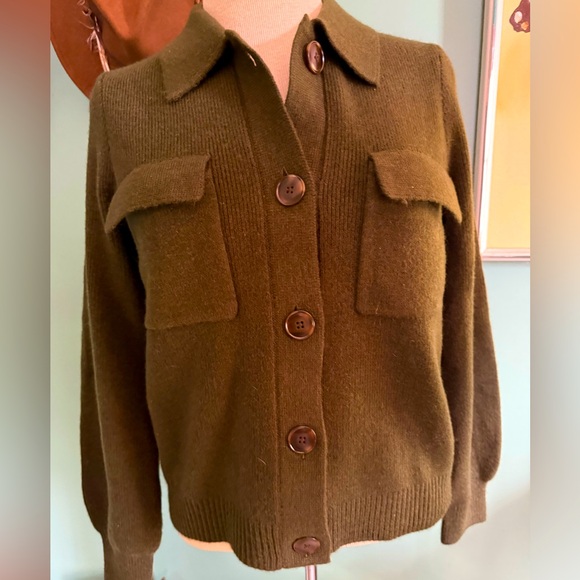 Ann Taylor Loft Olive Green Cardigan size S - Picture 6 of 6